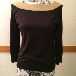 Ralph Lauren Black/Gold Boat Neck Sweater Sz M
